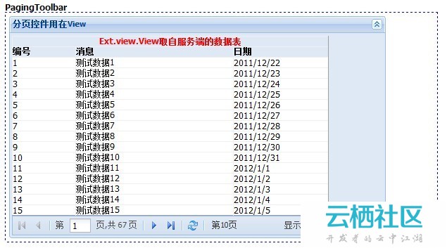 extjs4中ext.toolbar.paging分页工具栏控件